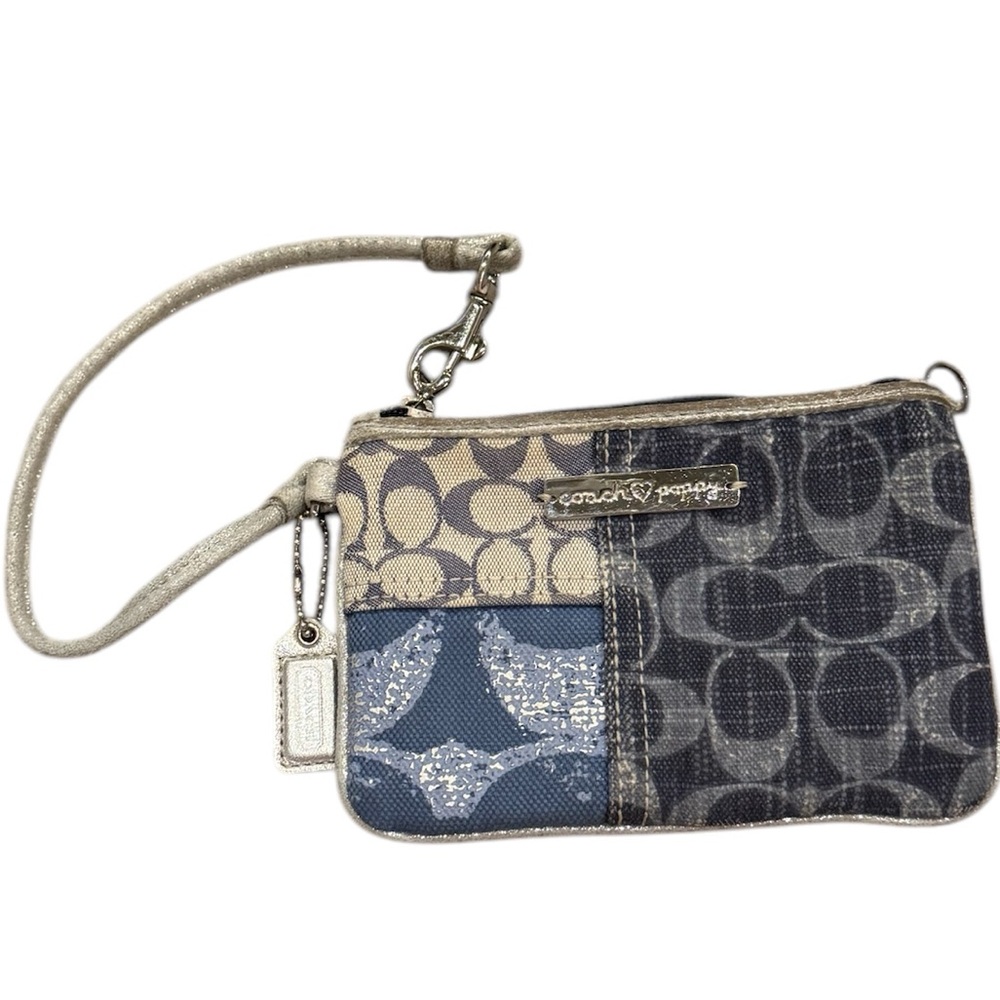 Coach Poppy Signature Denim Patchwork Wristlet w/ Tag